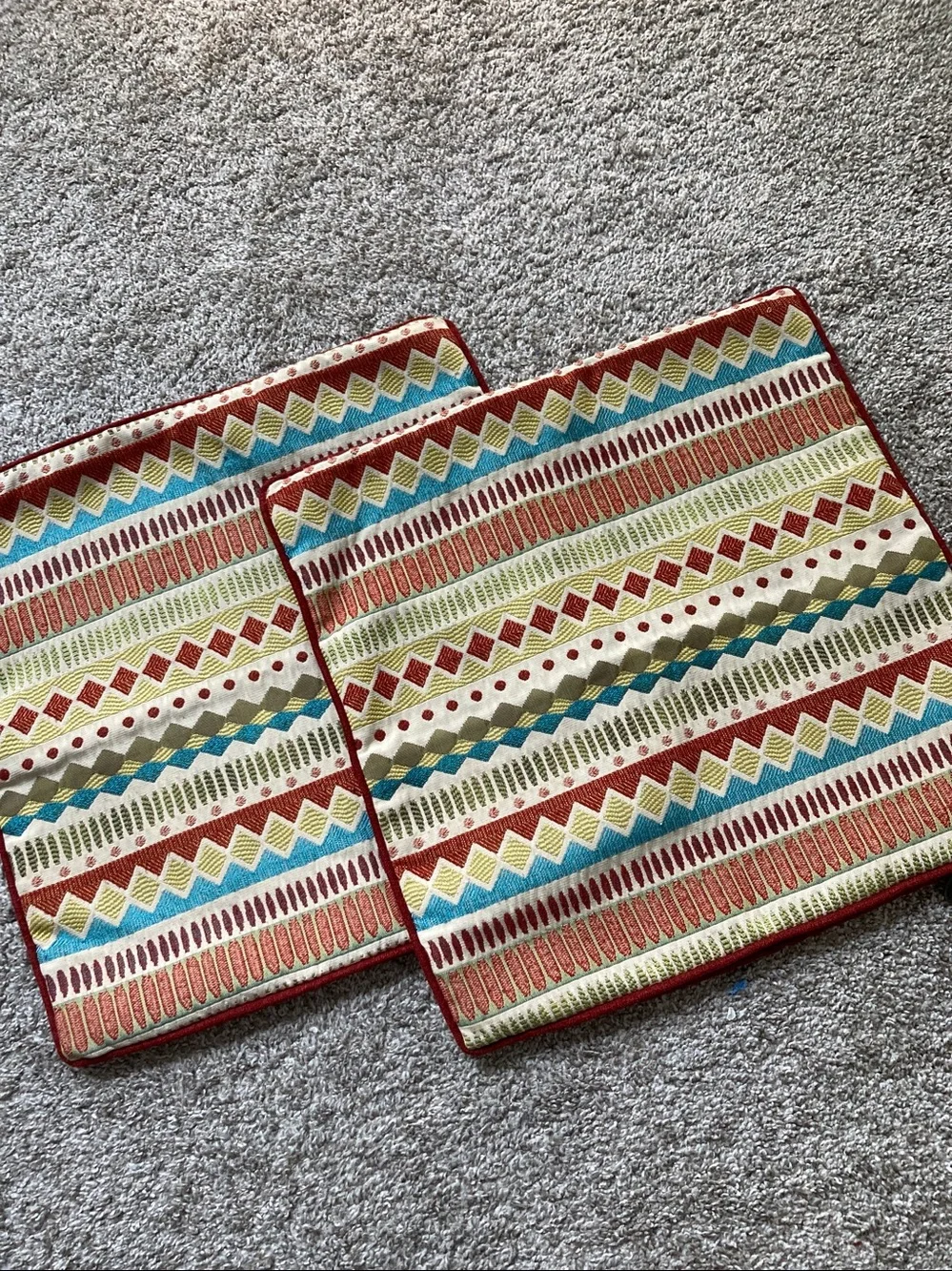 Pier 1 Set of 2 Pillow shams Textured Tapestry Aztec geometric Southwestern